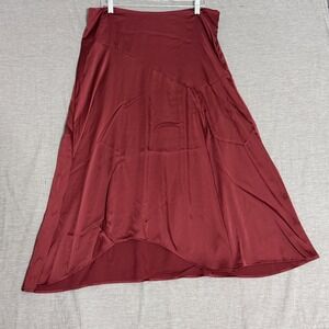 Future Collective Red Satin Asymmetrical Hem Midi Skirt Size L